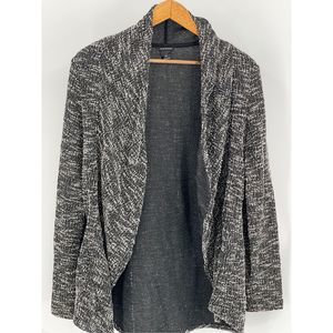 Club Monaco Cardigan Sweater Open Women Small Marled Black‎ White Draped